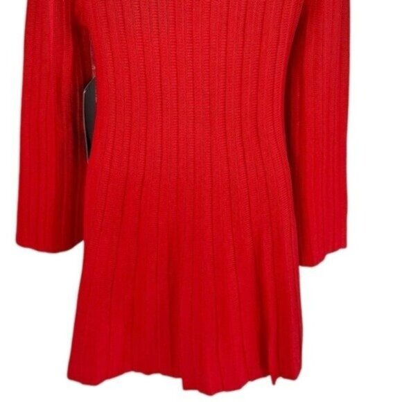 Pomander Place | NEW Red Adi Knit Round Neckline Bell Sleeve Mini Dress Size XL - Picture 8 of 10